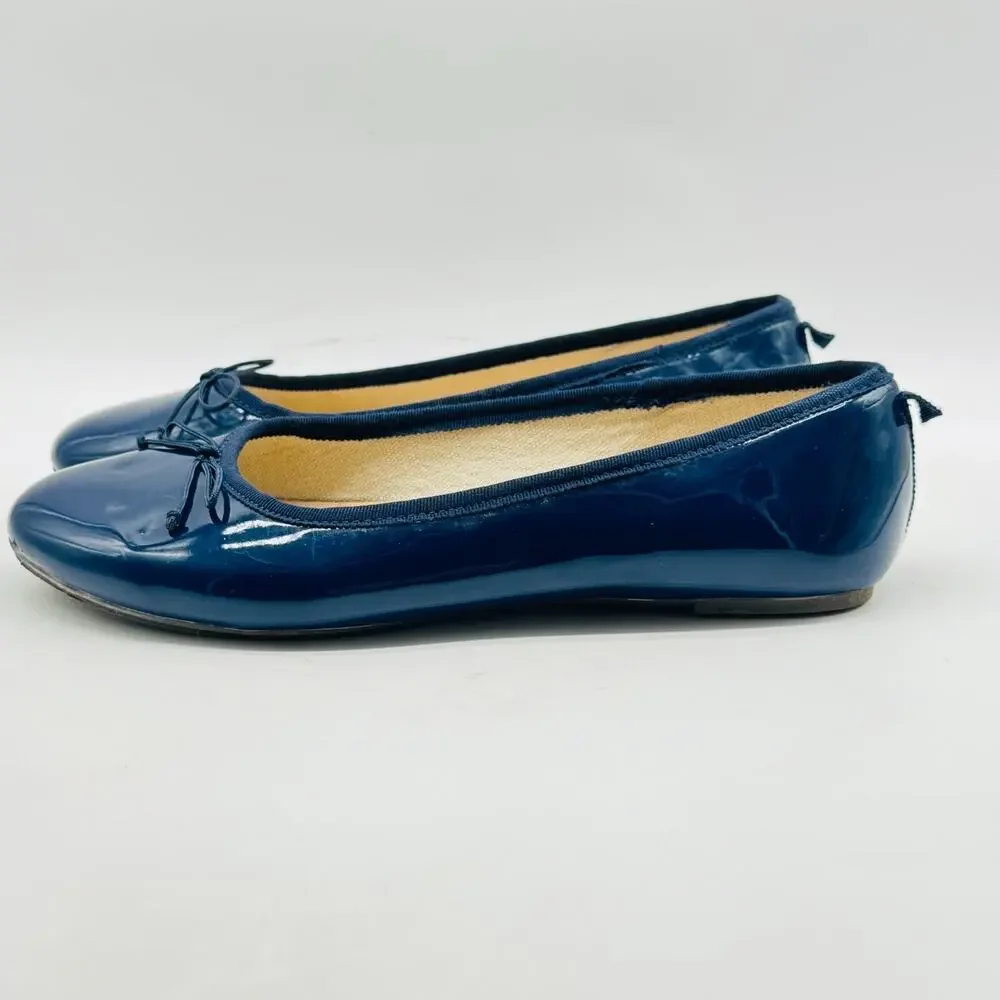 Crewcuts Shoes Girls 5Y Blue Patent Leather Ballet Flats Slip On Casual Dress